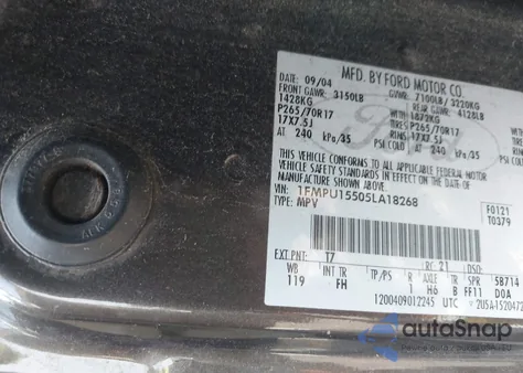 2005 Ford Expedition Xlt from USA, damaged, VIN 1FMPU15505LA18268